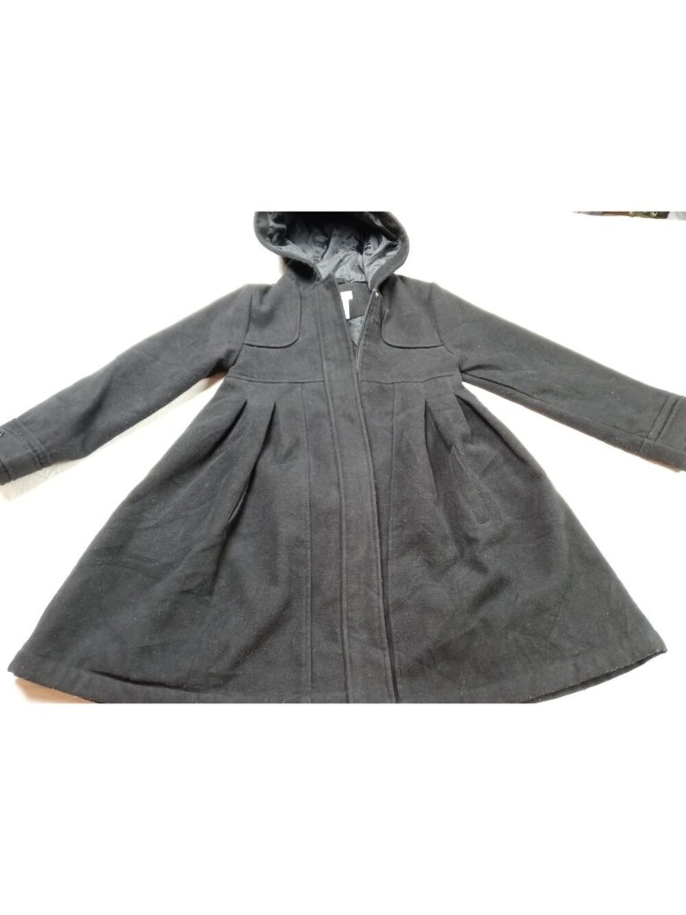 Cherokee Girls Zippers Front Trench Coat Mid-Length Black hooded Sz: 6/6x